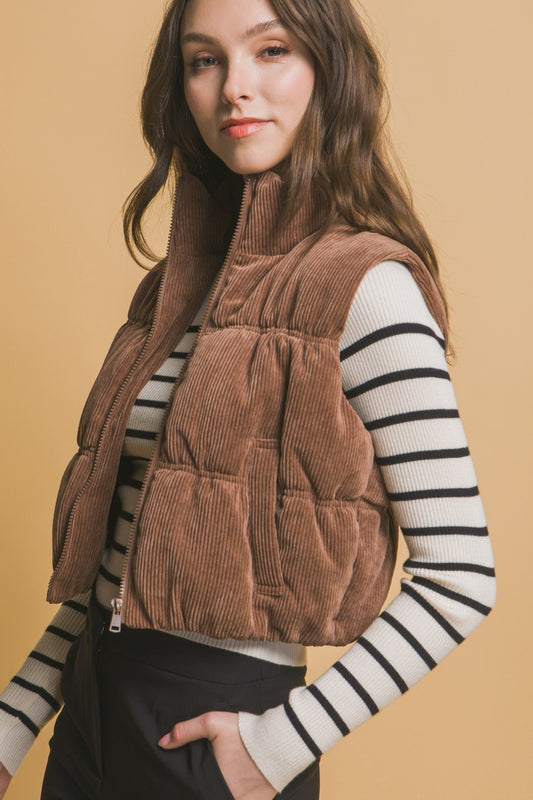 Cover me in Cord Crop Puffy Vest