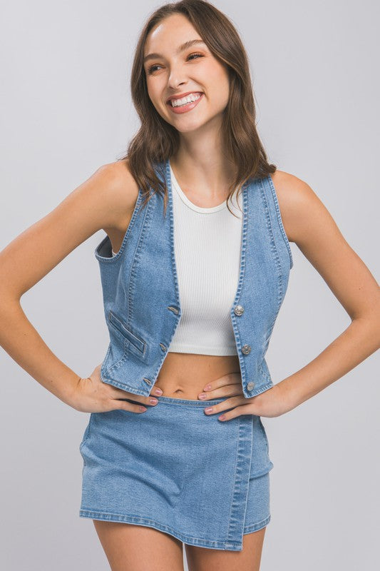 Denim Buttoned Vest