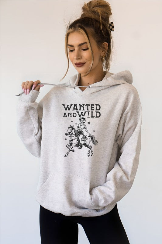 Wanted and Wild Cowgirl Graphic Hoodie Sweatshirt