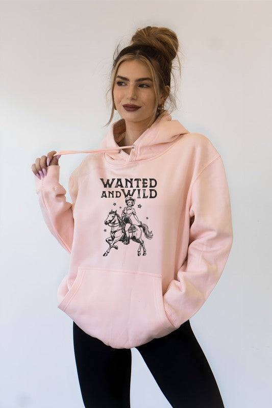 Wanted and Wild Cowgirl Graphic Hoodie Sweatshirt