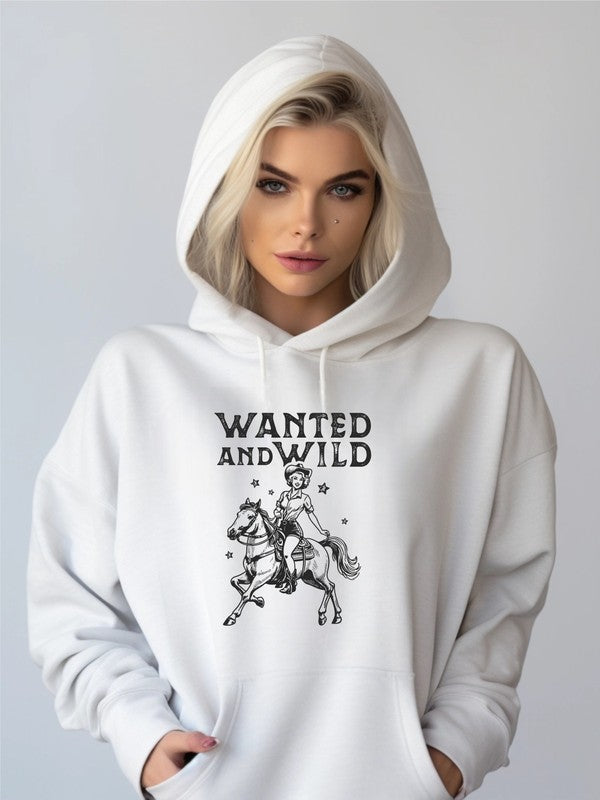 Wanted and Wild Cowgirl Graphic Hoodie Sweatshirt