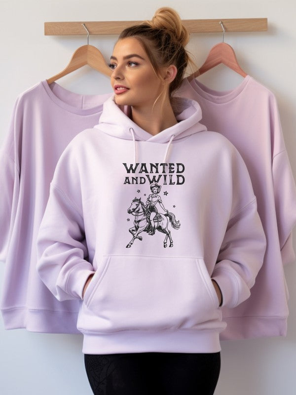 Wanted and Wild Cowgirl Graphic Hoodie Sweatshirt