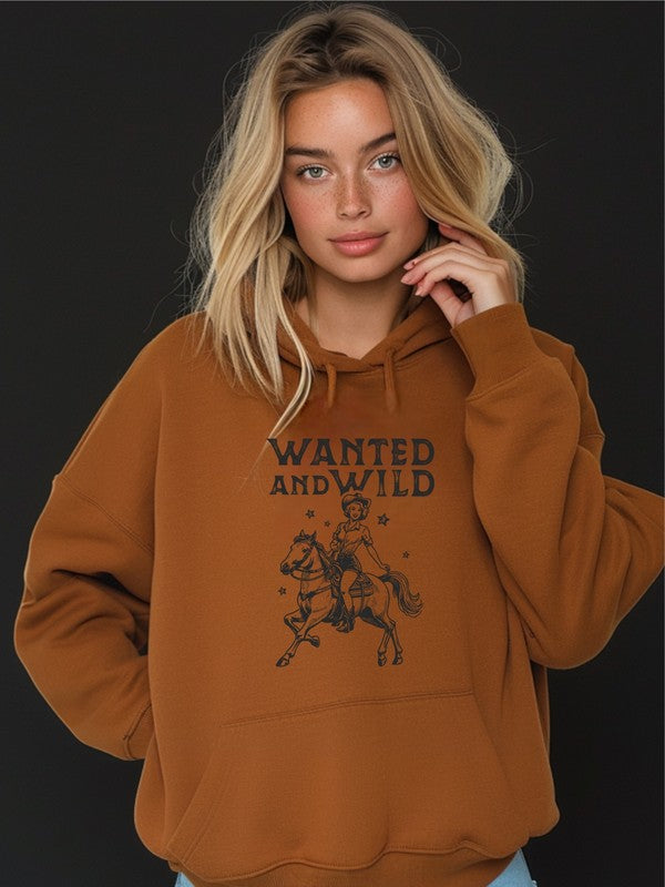 Wanted and Wild Cowgirl Graphic Hoodie Sweatshirt