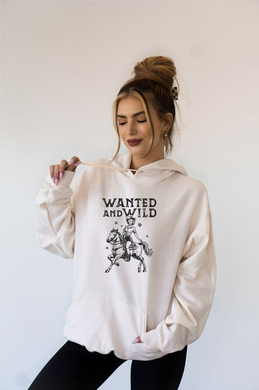 Wanted and Wild Cowgirl Graphic Hoodie Sweatshirt