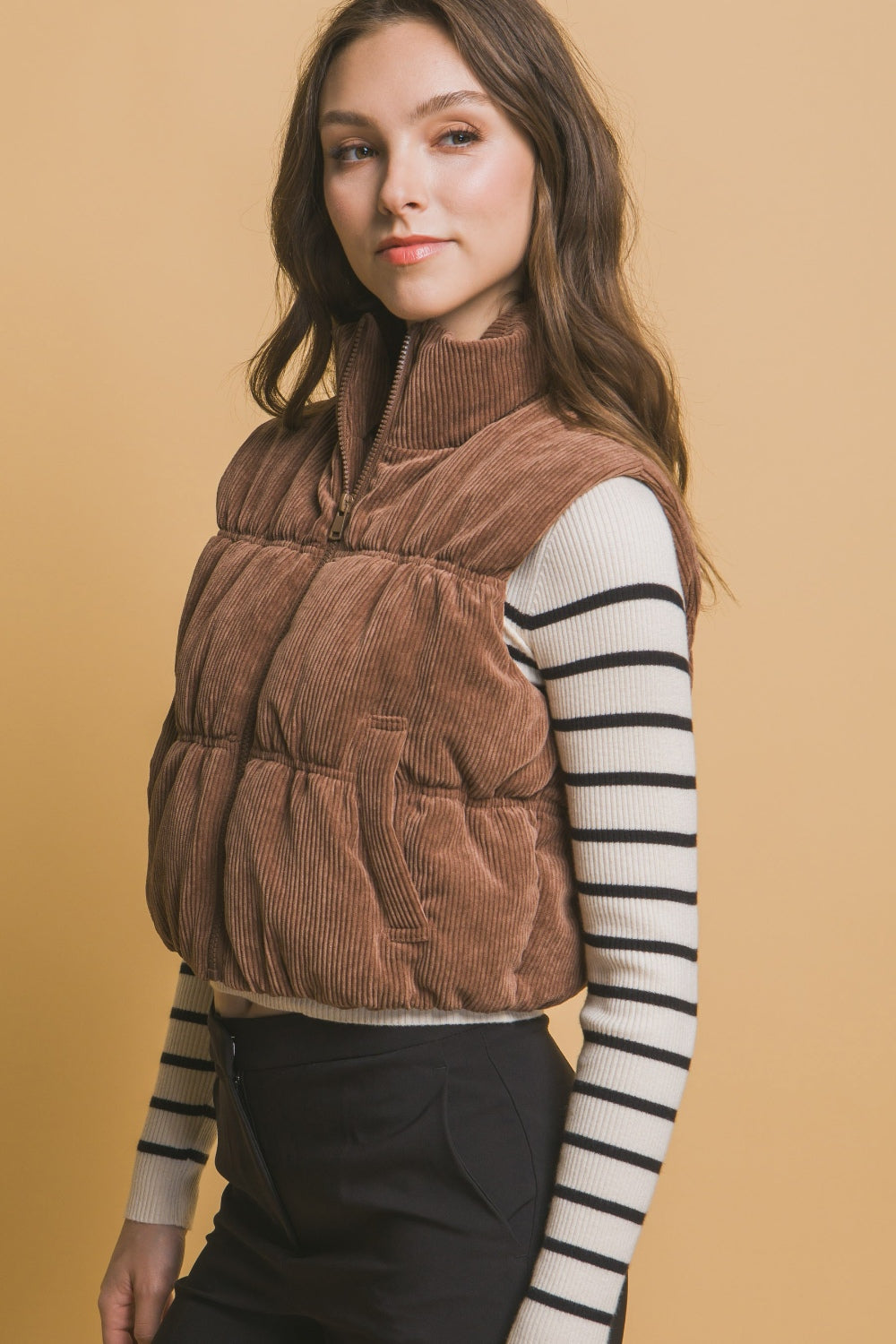 Cover me in Cord Crop Puffy Vest